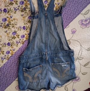 90s Y2K Denim Overalls Short Shorts Denim L 11 Distressed Vintage